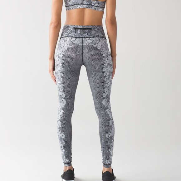 Lululemon Speed Wunder Tight In Florence Speed Wunder 50 G White Black Size 4 - Picture 3 of 7